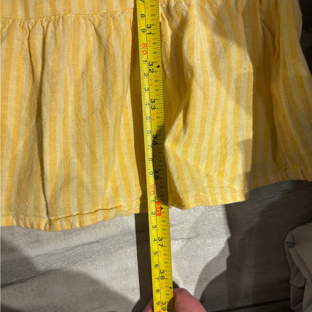 Joe Fresh x Jillian Harris Sunshine Ruffle Dress Linen Blend Yellow Striped - Picture 10 of 10